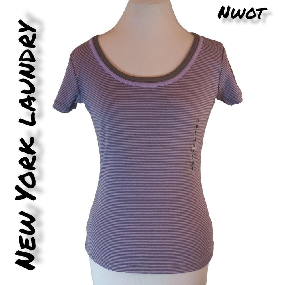 NWOT NYL Purple Stripped Crewneck Shirt Small